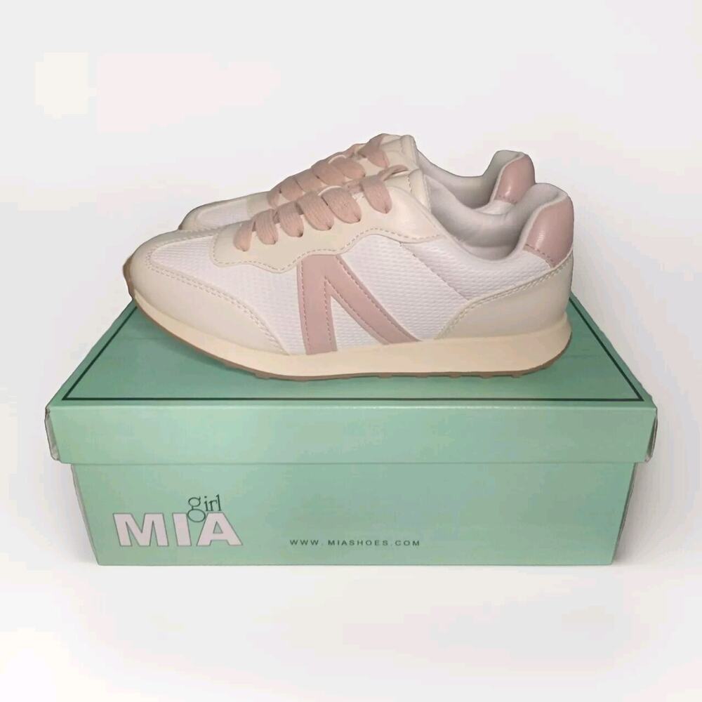 MIA RACE Sneakers White/Off-white/Light Pink New Girls Size 1"